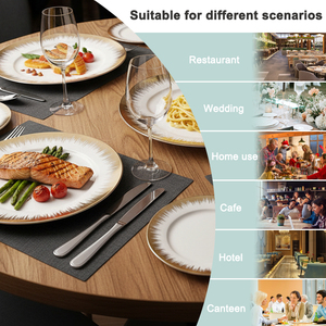 <span class=keywords><strong>Service</strong></span> de table en céramique de luxe, <span class=keywords><strong>18</strong></span> pièces, vaisselle en porcelaine, assiettes et bols en porcelaine fine avec bord doré - Product Image 5