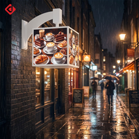 Affiche publicitaire 3D en forme de cube à 4 côtés, personnalisée pour l'extérieur, panneau de menu, boîte lumineuse publicitaire rotative à LED pour restaurant, café