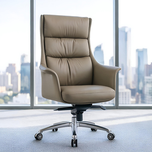 Silla Ejecutiva de Cuero Genuino con Respaldo Alto, Respaldo Reclinable Segmentado y Ajuste de Altura - Product Image 4