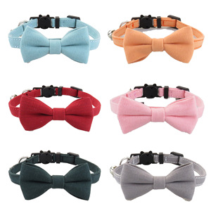 首輪調整可能なベルベット小型犬猫用首輪 - Product Image 1