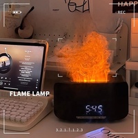 Diffuseur d'arômes à flamme 3D populaire de 400 ml, horloge numérique, huile essentielle, aromathérapie, humidificateur avec haut-parleur BT pour usage domestique