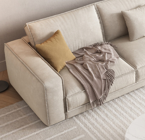 Sofá Modular de Tela Estilo Americano Moderno para Tres Personas, Sofá Concubina <span class=keywords><strong>Noble</strong></span> Color Crema, en Línea Recta, para Sala de Estar - Product Image 4