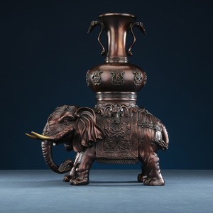 Copper <b>Elephant</b> Figurine With Vase Home Decor Feng Shui Office Decoration Handmade Metal Vase - Product Image 1