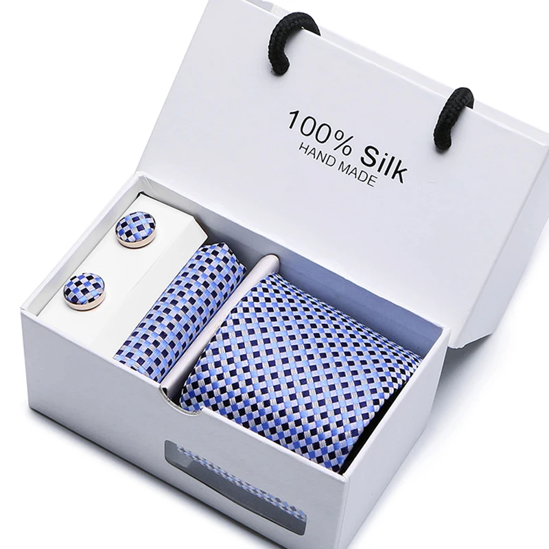 Gift box Solid Mens Skinny Ties Fashion Plain Gravata Ties Jacquard Woven Silk Ties for Mens Wedding Suits Cravate