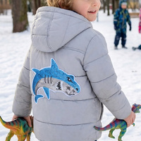 Patch de requin brodé écologique à sequins réversibles, bicolore bleu-argent, applique thermocollante pour maillots de bain, sacs à dos et articles de plage estivaux