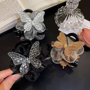 <span class=keywords><strong>Pince</strong></span> à cheveux papillon élégante pour femmes maille en plastique et <span class=keywords><strong>strass</strong></span> pour fête-jolies coiffures de queue de cheval et de <span class=keywords><strong>chignon</strong></span> - Product Image 1