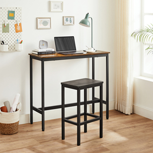 Sillas de cocina de madera de metal industrial Taburete de bar moderno <span class=keywords><strong>Taburetes</strong></span> de Bar de cocina con reposapiés - Product Image 2