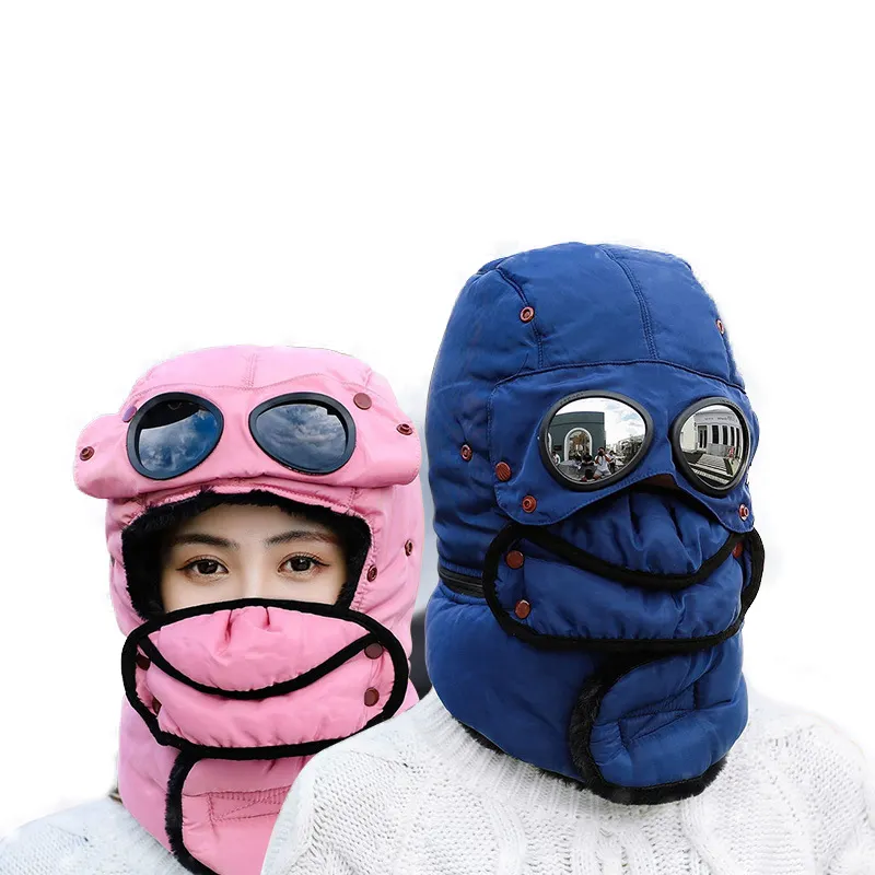 हवा प्रूफ चश्मा टोपी महिलाओं के शीतकालीन सलाम सवारी ठंड प्रूफ पुरुषों और महिलाओं की सवारी कारों के लिए गर्म स्कीइंग कपास टोपी