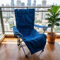Chaise pliante à dossier haut avec porte-gobelet, style glamping, en acier carbone, portable, pour camping et plage, OEM