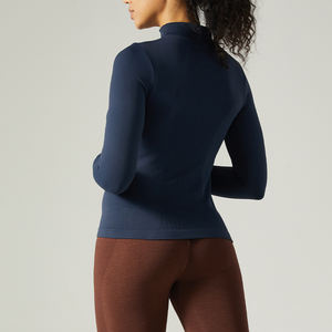 Chaqueta holgada de nailon reciclado personalizada para <span class=keywords><strong>mujer</strong></span>, chaqueta deportiva para yoga, sudaderas con cremallera, cárdigan ajustado de manga larga, chaqueta de yoga - Product Image 5