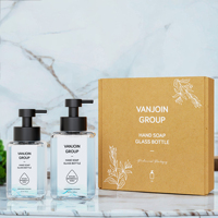 Bouteilles distributrices de savon moussant en verre rechargeables de 300 ml, modernes, carrées, avec pompe, pour salle de bain, soins personnels et nettoyage