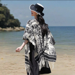 Écharpe en soie polyester imprimée géométrique 2025, grande étole en acrylique pour femme, décoration d'hiver - Product Image 4