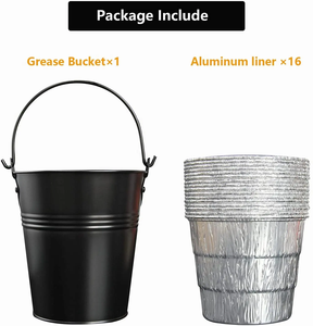Kit de Cubeta para Grasa Negra con 16 Revestimientos de Papel de Aluminio, Cubeta Metálica para Recoger Goteos de Aceite con Asa para Parrillas de Pellets <span class=keywords><strong>Traeger</strong></span> y Pit Boss - Product Image 5