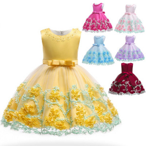 2019 Latest Designs Hot Sale <b>Chiffon</b> Floral Bow Ball Gown <b>Maxi</b> Wedding Princess Children's Girls <b>Dress</b> - Product Image 2