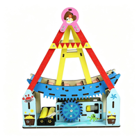 Ensemble de blocs de construction en bois Montessori pour enfants, modèle de compétition dynamique, Manège Montagnes Russes et Bateau Requin, Jouets éducatifs