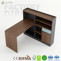 Bureau en L en bois au prix d'usine, poste de travail moderne pour la maison et le bureau avec étagère de rangement et meuble pour ordinateur