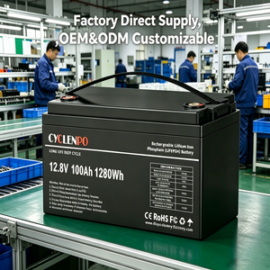 도매 12V 100Ah LiFePO4 배터리 OEM 맞춤형 리튬 배터리 팩 (납산 배터리 대체용, BMS 포함, 태양광 RV용) - Product Image 1