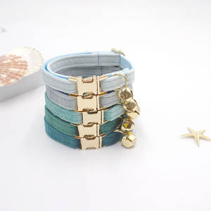 Venta caliente nuevo lujo pequeño gato Collar cómodo personalizado terciopelo gato collares con Mini campana - Product Image 4