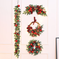 Guirlande de Noël ovale en plastique réaliste pré-éclairée de 36 pouces avec lumières LED chaudes pour la décoration de la porte d'entrée