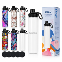 Gobelet isotherme portable ODM 22 oz blanc vierge en acier inoxydable à double paroi avec poignée droite et bouchon à vis pour sublimation