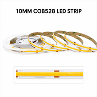 Bande lumineuse LED flexible COB haute densité à lumière uniforme, dimmable, DC12/24V, CRI 90+, 14W/m, 16,4FT, largeur 10mm, 528 LED/m
