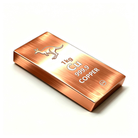 Barre de cuivre carrée non alliée pure à 99,9 % de 1 kg pour collectionneurs et investisseurs