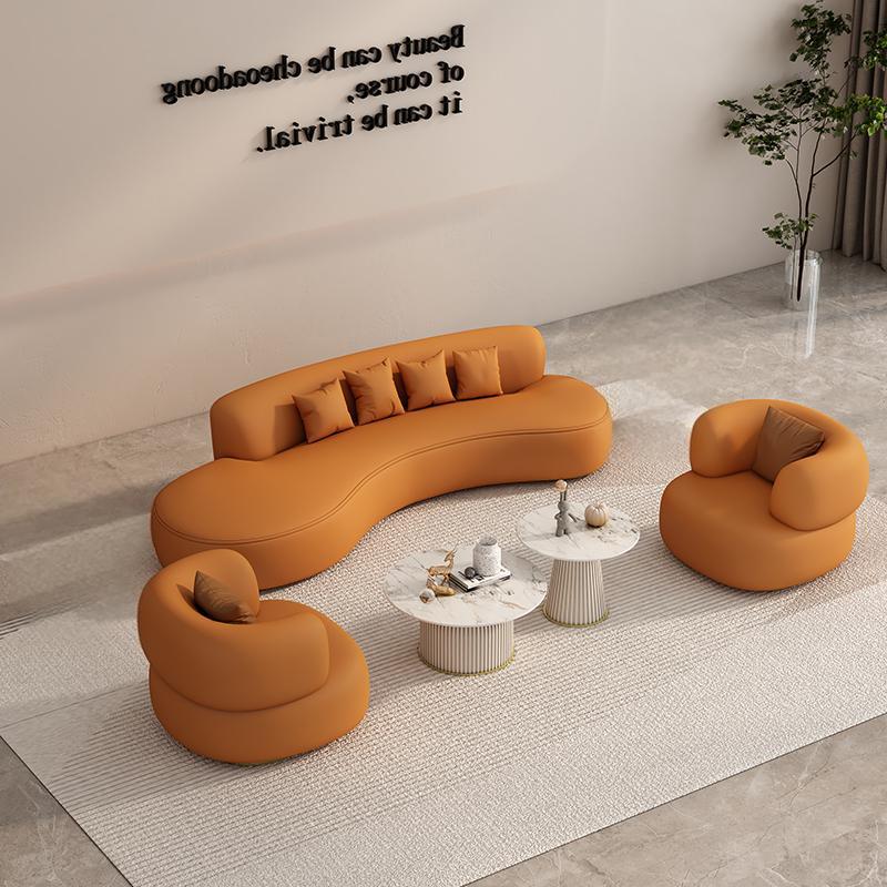 Four-person single coffee table set (2 pieces) (orange)