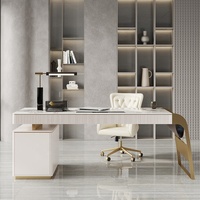 Plateau en marbre moderne blanc petit bureau à domicile bureau d'ordinateur métal avec tiroir avocat bureau de direction table de bureau bureau et chaise mobilier