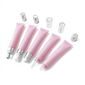 Tube de gloss à lèvres en plastique souple de 20 ml, logo personnalisé, conteneur cosmétique à presser, rose - Product Image 3