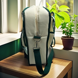 Sac de tennis de grande capacité, sac à raquettes portable en toile pour tennis de table, badminton et tennis, blanc - Product Image 4