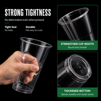Gobelets en plastique PET en forme de U avec couvercles, impression de logo personnalisé, 12/14/16/18/20 oz, gobelets jetables pour thé à bulles, boissons froides, commande en gros