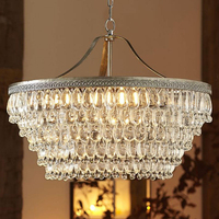 Lustre en cristal rétro américain, lampe suspendue design, LED de luxe pour salon, salle à manger, restaurant, villa, chambre à coucher
