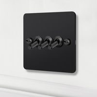 Interrupteur à bascule LangYeao 4 mm ultra-fin en acier inoxydable noir à montage en surface, 1/2/3/4 gangs, 2 voies, durable, 10A, avec verrouillage enfant, style rétro pour la maison
