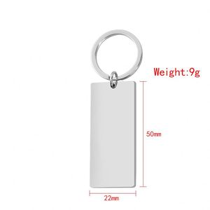 Rectangle Silver Rose Gold Black Keyring <b>Custom</b> Blanks Engrave Logo Strip Bar DIY Stainless Steel Metal Mirror Polished Keychain - Product Image 5