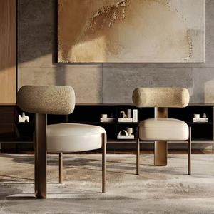 <span class=keywords><strong>Chaise</strong></span> <span class=keywords><strong>de</strong></span> salle à manger moderne haut <span class=keywords><strong>de</strong></span> gamme <span class=keywords><strong>de</strong></span> style crème français, en cuir et <span class=keywords><strong>feutre</strong></span>, avec pieds en métal, dossier haut, écologique pour hôtel et maison - Product Image 4
