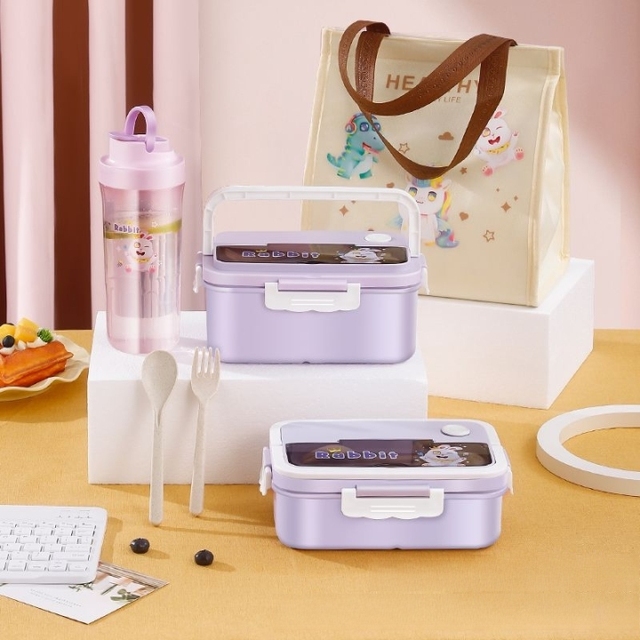 1100ml Microwave Safe Bpa Free Bento Box School Office Student Child Plastic Lunch Box with Cutlery