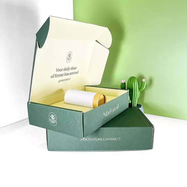 Double Side Printing Custom Green Corrugated Shipping Mailing Box Gift Packaging