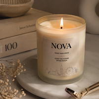 Bougie parfumée pour la maison NOVA Luxury Iridescent Glass |   Bâtons de cire de soja pure faits à la main, à combustion stable, sans fumée noire, pour les fêtes de la Saint-Valentin