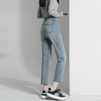 Jeans pour femmes populaires 2025, pantalon en denim vintage coupe droite, taille mi-haute, coupe skinny, brodé, style tube, pour l'été