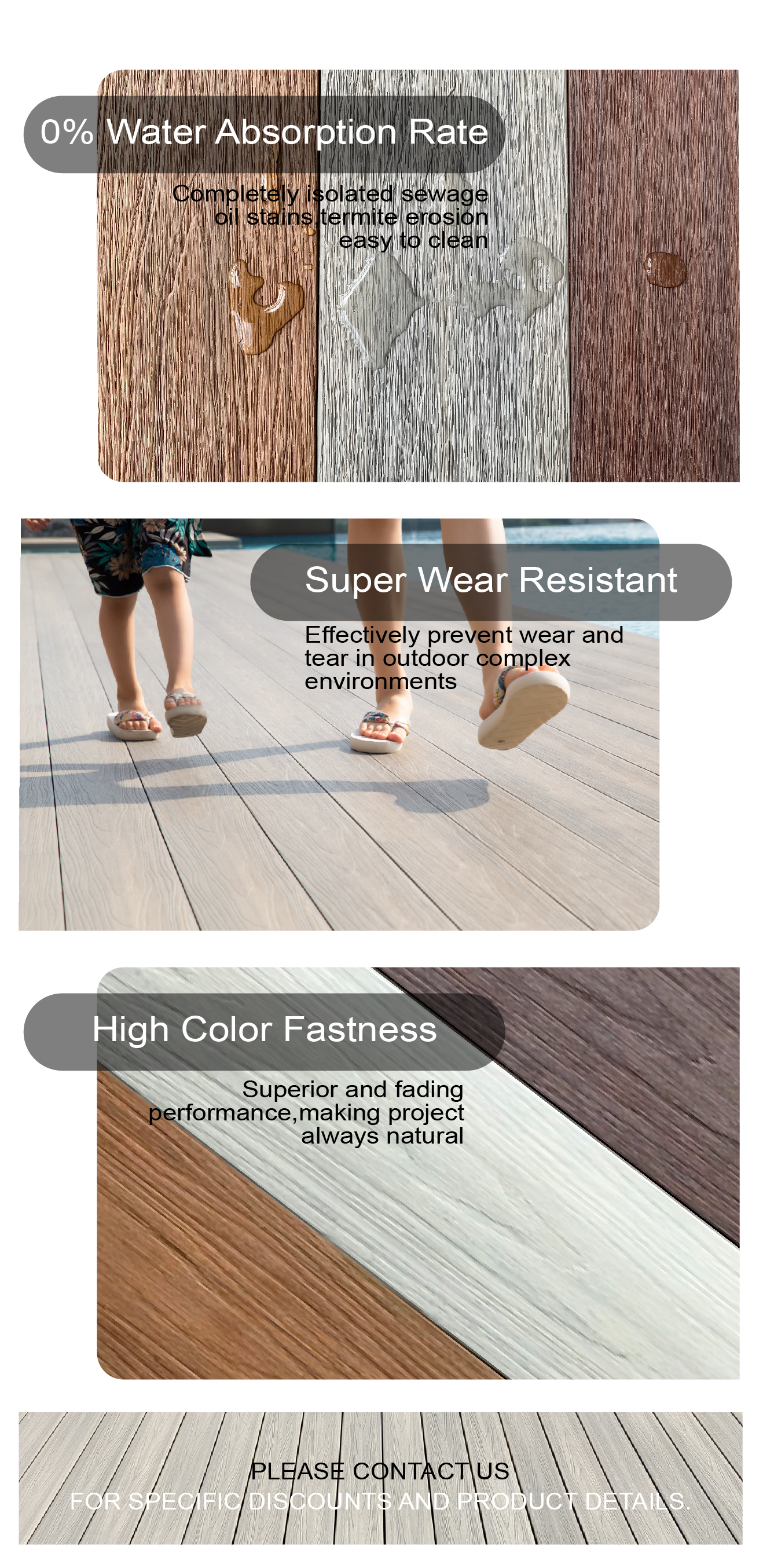 Wpc Decking Outdoor Engineered Floor Anti-slip WPC Composite Decking WPC Decking Tiles