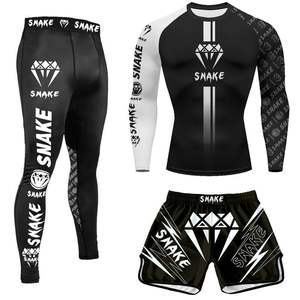 Personalizado Unisex Jiu Jitsu Rashguard uniformes pantalones cortos <span class=keywords><strong>de</strong></span> boxeo conjunto <span class=keywords><strong>Muay</strong></span> <span class=keywords><strong>Thai</strong></span> MMA UFC BJJ estiramiento ligero Sportwear - Product Image 2