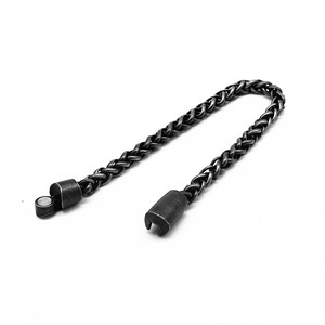 yunnique Unisex Black <b>Titanium</b> Steel <b>Chain</b> Bracelet Magnetic Clasp Geometric Flower Pattern Fashion Jewelry - Product Image 2
