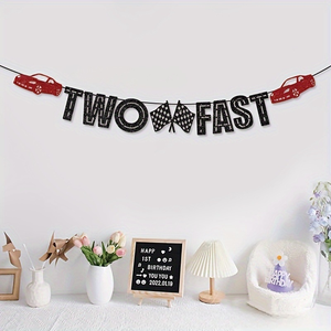 Guirnalda de Banderines con Diseño de Carreras y Doble Brillo DAMAI para Decoración de Fiestas de Cumpleaños Infantiles con Temática de Carreras - Product Image 3