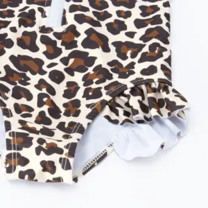 Leopard Toddler Baby Wholesale Kids Swimwear For Girls Beachwear Swimsuit Long Sleeve Beach Bathing Suit 1 Piece OEM Custom