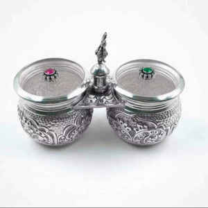 Ensemble de récipients à fruits secs en argent pur 925, bols de service en argent indien faits à la main pour la maison, les repas, les cadeaux et les occasions festives - Product Image 1