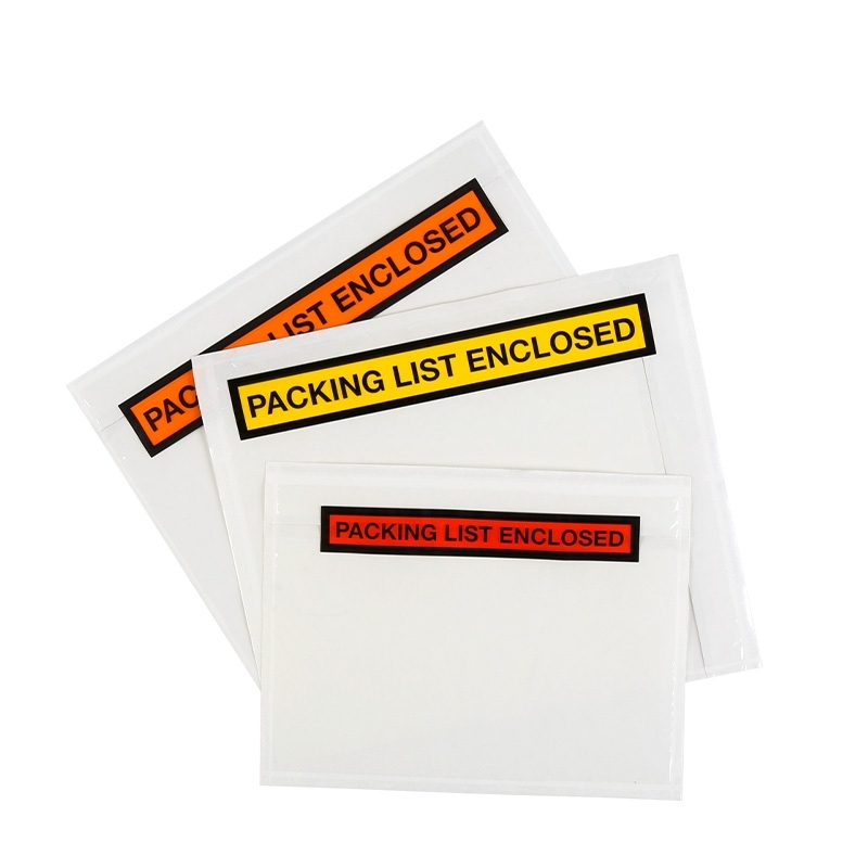 Custom Clear Adhesive Top Loading Packing List Pouch Self-adhesive Waterproof Shipping Label Envelopes Bags
