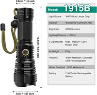 Lampe Torche LED XHP70 5 Modes Zoomable Étanche IPX5 Rechargeable USB 90000 Lumens pour Camping en Plein Air
