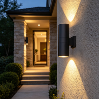 Applique murale LED extérieure en aluminium cylindrique IP65 étanche pour jardin et cour, éclairage décoratif haut/bas