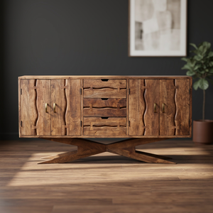 Industrial Vintage Indian Solid Acacia Live Edge Wood <b>Sideboard</b> Antique Design Home Office Dining Living Room Bedroom Kitchen - Product Image 3