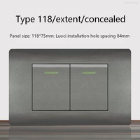 YH YHKG-BXKGCD1 Interrupteur mural PC rétro tactile durable 10A avec lampe de bordure IP20 250V, durée de vie 100 000 cycles, 1 Gang 1 Voie